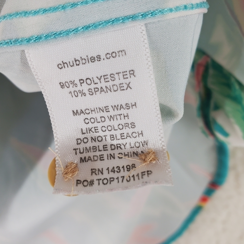 Chubbies Nutter Polo Shirt Mens S Hawaiian Floral SS Green Blue Pink Multi Beach - Picture 5 of 11